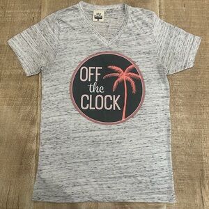 ATX Mafia “Off the Clock” Graphic Tee | V-Neck | Heather Gray | Size S